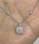 1Ct Round Cut Lab Created Diamond Cluster Pendant 14K White Gold Silver Plated