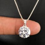 3Ct Round Cut Lab Created Diamond Fancy Solitaire Pendant 14K White Gold Plated
