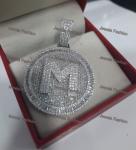 3.30Ct Baguette Real Moissanite Customize Letter P Pendant 925 Sterling Silver