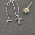 PerfectDavidYurmanSterling Silver White Diamond Large Chevron Cross 23" Necklace