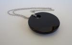 925 STERLING SILVER  DESIGNERS PENDANT NECKLACE 1 ct LAB CREATED DIAMOND / ONYX