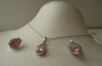 PENDANT & EARRING SET PINK / WHITE LAB CREATED DIAMONDS 925 STERLING SILVER 