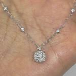 1Ct Round Cut Lab Created Diamond Cluster Pendant 14K White Gold Silver Plated
