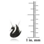 925 Silver Black Diamond Accent Swan Necklace, 18"