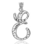 .925 Sterling Silver Cursive Diamond Cut Letter "A-Z" Initial Pendant Necklace