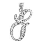 .925 Sterling Silver Cursive Diamond Cut Letter "A-Z" Initial Pendant Necklace
