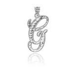 .925 Sterling Silver Cursive Diamond Cut Letter "A-Z" Initial Pendant Necklace