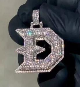 3Ct Round Cut Lab Created Diamond Custom Letter "D" Pendant 925 Sterling Silver