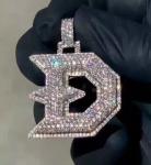 3Ct Round Cut Lab Created Diamond Custom Letter "D" Pendant 925 Sterling Silver