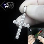 MEN SOLID 925 STERLING SILVER ICY MOISSANITE 3D 1 ROW TENNIS CROSS PENDANT*MP464