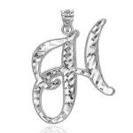 .925 Sterling Silver Cursive Diamond Cut Letter "A-Z" Initial Pendant Necklace