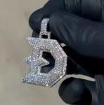 3Ct Round Cut Lab Created Diamond Custom Letter "D" Pendant 925 Sterling Silver