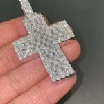 3.00 CT Round & Baguette Simulated Diamond Men's Cross Pendant Sterling Silver