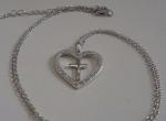 HEART & CROSS NECKLACE PENDANT W/ LAB CRAETED DIAMONDS 925 STERLING SILVER 