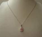 PENDANT & EARRING SET PINK / WHITE LAB CREATED DIAMONDS 925 STERLING SILVER 
