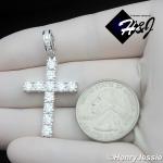 MEN SOLID 925 STERLING SILVER ICY MOISSANITE 3D 1 ROW TENNIS CROSS PENDANT*MP464