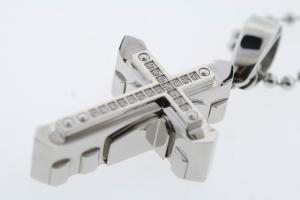 Black & Blue Jewelry Co. Stainless .09ctw Genuine Diamond Riveted Cross Pendant