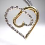 VINTAGE OPEN HEART DIAMOND CHIP PENDANT CHARM GOLD on STERLING SILVER 925 