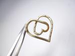 VINTAGE OPEN HEART DIAMOND CHIP PENDANT CHARM GOLD on STERLING SILVER 925 
