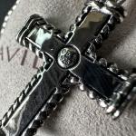 David Yurman Chevron Cross Pendant Sterling Silver 925 with Black Diamonds 20"