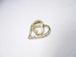 VINTAGE OPEN HEART DIAMOND CHIP PENDANT CHARM GOLD on STERLING SILVER 925 