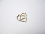 VINTAGE OPEN HEART DIAMOND CHIP PENDANT CHARM GOLD on STERLING SILVER 925 