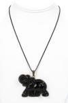 Sheryl Lowe Womens Sterling Silver Onyx + Diamond Accent Elephant Pendant Neckla