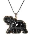 Sheryl Lowe Womens Sterling Silver Onyx + Diamond Accent Elephant Pendant Neckla
