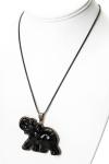 Sheryl Lowe Womens Sterling Silver Onyx + Diamond Accent Elephant Pendant Neckla