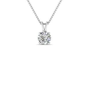 1 Carat LAB GROWN Round Cut Diamond Solitaire Pendant IGI Certified 14K White Gold 4 Prong Diamond Pendant Necklace For Women (E-F-G, VS1-VS2, 1 c.t.w)
