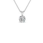 1 Carat LAB GROWN Round Cut Diamond Solitaire Pendant IGI Certified 14K White Gold 4 Prong Diamond Pendant Necklace For Women (E-F-G, VS1-VS2, 1 c.t.w)