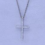 Natural Diamond Cross Pendant Necklace in Silver