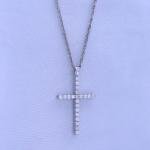 Natural Diamond Cross Pendant Necklace in Silver