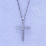 Natural Diamond Cross Pendant Necklace in Silver