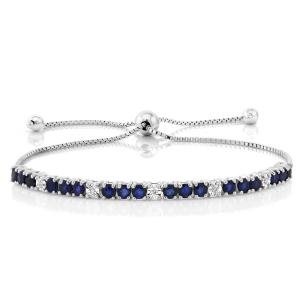 Sterling Silver Sapphire & Diamond Tennis Bracelet