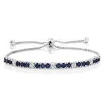 Sterling Silver Sapphire & Diamond Tennis Bracelet