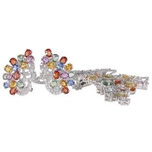 Stunning Multi-Gemstone Jewelry Set with Diamonds