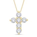 Lab Grown Diamond Cross Pendant Necklace in Gold