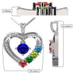 Mother and Child Heart Birthstone Necklace in White Gold