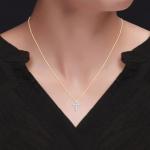 Lab Grown Diamond Cross Pendant Necklace in Gold