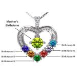 Mother and Child Heart Birthstone Necklace in White Gold