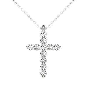 GIA Certified Diamond Cross Pendant in 14K White Gold