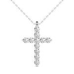 GIA Certified Diamond Cross Pendant in 14K White Gold