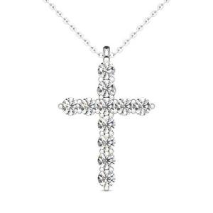 GIA Certified Diamond Cross Pendant in White Gold