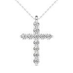 GIA Certified Diamond Cross Pendant in White Gold
