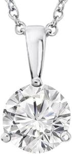 Round Diamond Solitaire Pendant Necklace in White Gold