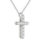 GIA Certified Diamond Cross Pendant in 14K White Gold