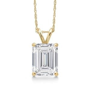 Emerald Cut 2.00 Carat Gold Diamond Pendant