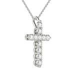 GIA Certified Diamond Cross Pendant in White Gold