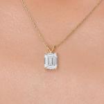 Emerald Cut 2.00 Carat Gold Diamond Pendant